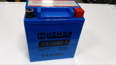 АКБ HEMEN ENERGY 12v 7a (CT1207.1) UTX7L-BS(MF) 113х70х132 обр.полярность