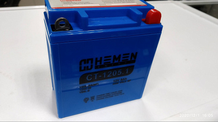 АКБ HEMEN ENERGY 12v 5a (CT1205.1) YB5L-BS(MF) 119х60х129 обр.полярность