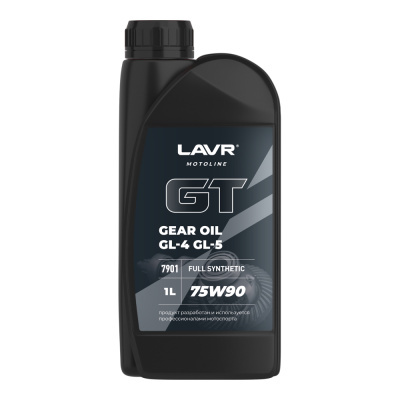 LAVR 7901 трансмиссионное масло GT GEAR OIL 75W90 GL4/5 мото 1л синтетика
